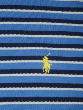 Men's Blue Striped Polo by Ralph Lauren Shirt Size Large